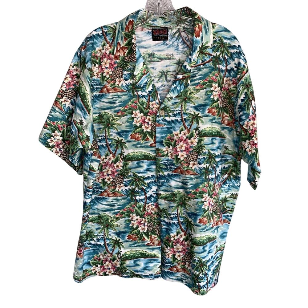 Kraft Klothes Mens XL Multicolor Hawaiian‎ Floral Short Sleeve Button up